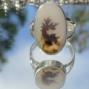 FAMOUS SHAZAR DENDRITIC AGATE 925 STERLING SILVER RING, SIZE 6